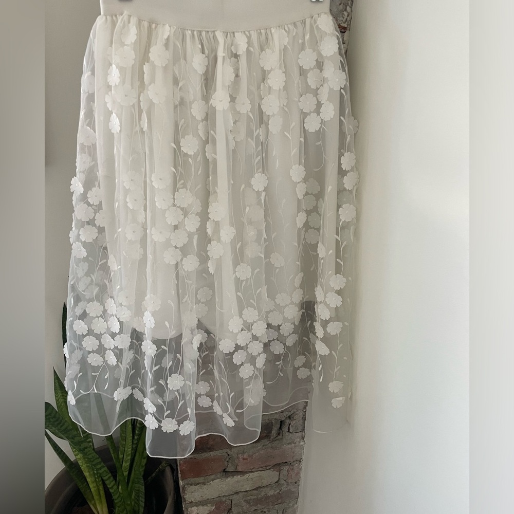 Molly Bracken White Floral Midi Skirt
